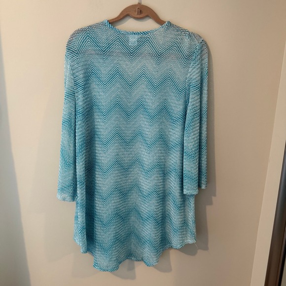 Jordan Taylor‎ Chevron Knit Beach Cover Up Teal White V Neck L - Picture 3 of 6